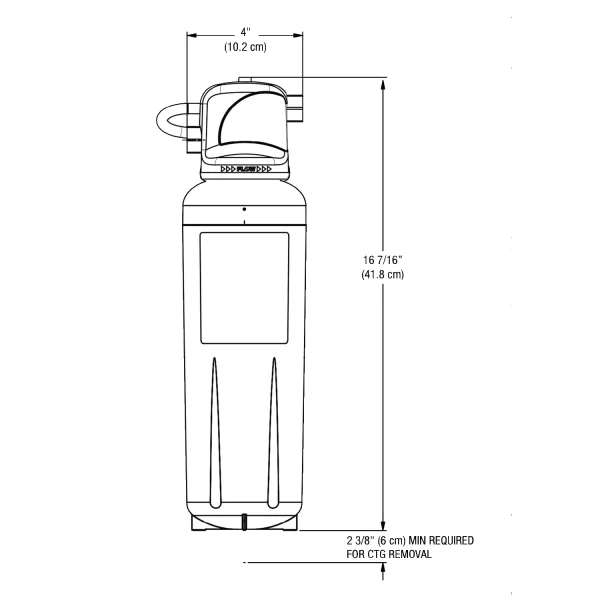 3M P165BN Water Filter Cartridge Installed Dimensions